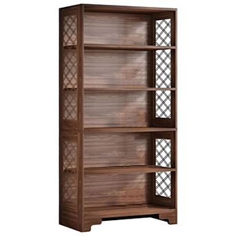 Six-Tier Freestanding X-Pattern Shelf for Home or Office Storage and Display