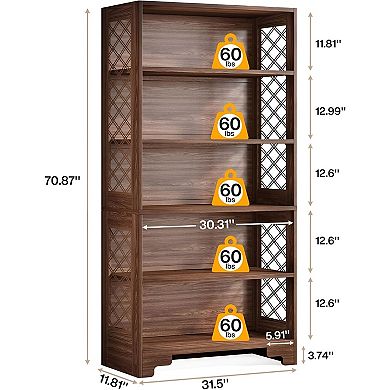 Six-Tier Freestanding X-Pattern Shelf for Home or Office Storage and Display