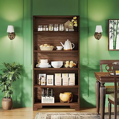 Six-Tier Freestanding X-Pattern Shelf for Home or Office Storage and Display