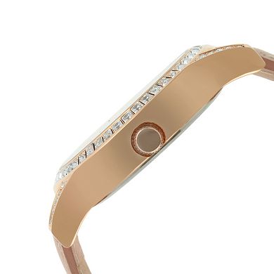 Peugeot Womens 40mm Multi-Function Watch with Pink Suede Strap