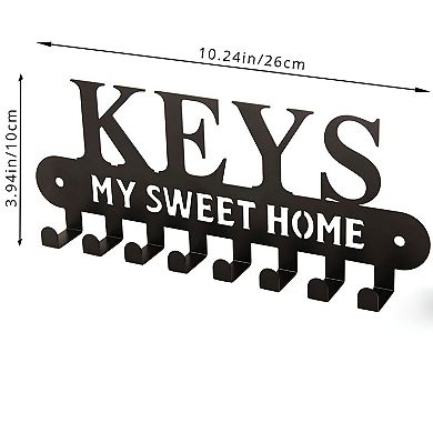 Sweet Home Wall Key Holder with 8 Hooks Metal Entryway Key Organizer Rack