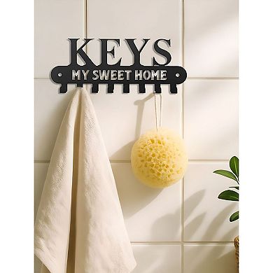 Sweet Home Wall Key Holder with 8 Hooks Metal Entryway Key Organizer Rack