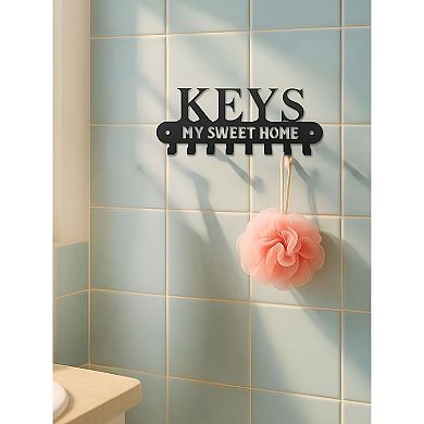 Sweet Home Wall Key Holder with 8 Hooks Metal Entryway Key Organizer Rack