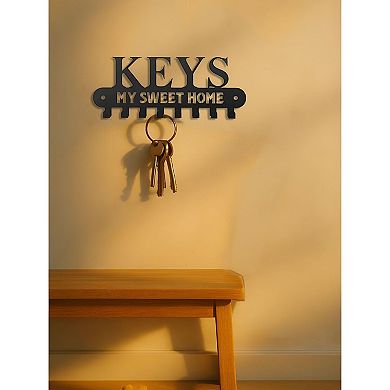 Sweet Home Wall Key Holder with 8 Hooks Metal Entryway Key Organizer Rack