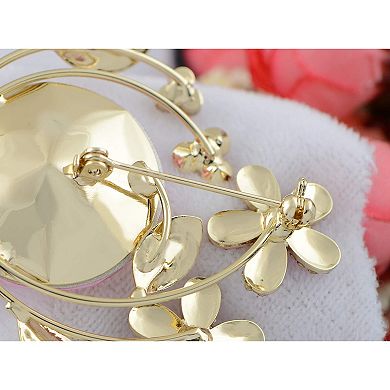 Sparkly Rose Pink Crystal Elements Flower Bouquet Brooch Lapel Pins Elegant Dress Accessories