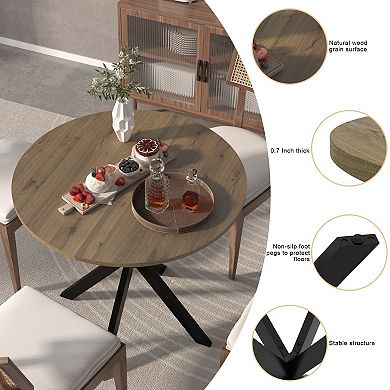 KWPZQEB 31.5 Inch Round Dining Table with Metal Black Legs for 2-4 people