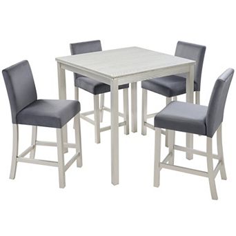 Pnronnc 5 pc Counter Height Dining Table Set with Square Table and 4 Upholstered Chairs