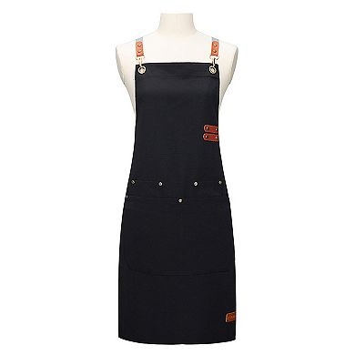 Canvas Work Apron with Multi Pocket Kitchen Apron for Cooking Baking Cleaning Gardening