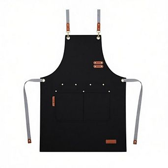 Canvas Work Apron with Multi Pocket Kitchen Apron for Cooking Baking Cleaning Gardening