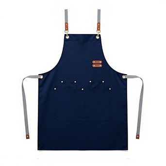 Canvas Work Apron with Multi Pocket Kitchen Apron for Cooking Baking Cleaning Gardening