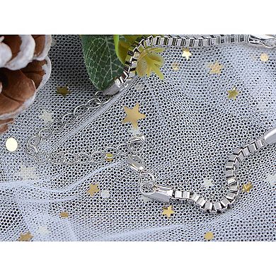 Silvery Tone Square Rock Flower Daisy Crystal Bracelet Bangle