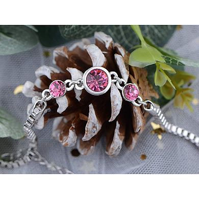 Silvery Tone Square Rock Flower Daisy Crystal Bracelet Bangle