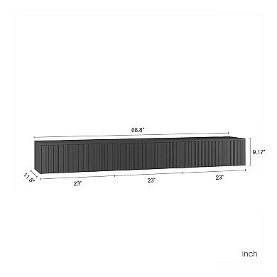 KWPZQEB 69" Wall Mounted Floating TV Stand with 16 Color LED for 55 60 65 Inch