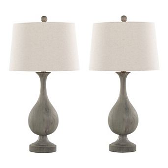 Loheer Cipolla Polyresin Table Lamp Set with Linen Shade, Set of 2