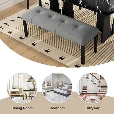 Pnronnc 6-Piece Dining Table Set, Kitchen Dining Set with Faux Marble Table, 4 Chairs & Bench
