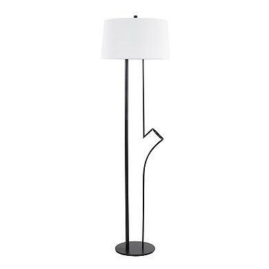 Loheer Contemporary Steel Floor Lamp with Linen Shade