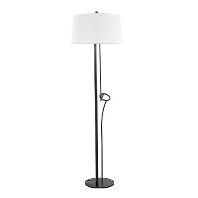 Loheer Contemporary Steel Floor Lamp with Linen Shade