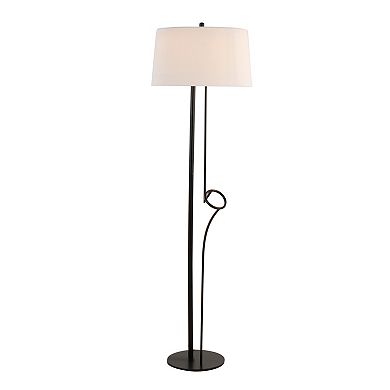 Loheer Contemporary Steel Floor Lamp with Linen Shade