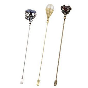 Vintage Hat Pin 5 inch Long Handle Golden Tone Lapel Pins Brooch Jewelry Accessories Pack of 2/3