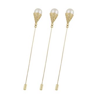 Vintage Hat Pin 5 inch Long Handle Golden Tone Lapel Pins Brooch Jewelry Accessories Pack of 2/3