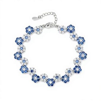 Women's Crystal Flower Bracelet with Rhinestone Accents