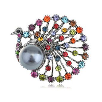 Multi-Colored Crystal Rhinestone Proud Peacock Bird Fashion Jewelry Pin Brooch