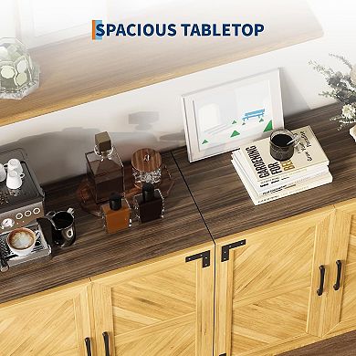 31.5"Sideboard Buffet Cabinet, Accent Credenza with Adjustable Shelves, Coffee Wine Bar Organizer
