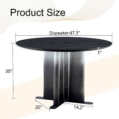Round Compact 2-4 Person Dining Table for Small Spaces Dining Room, Gradient Legs with Cross Base