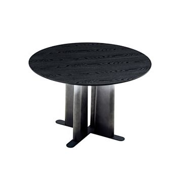 Round Compact 2-4 Person Dining Table for Small Spaces Dining Room, Gradient Legs with Cross Base