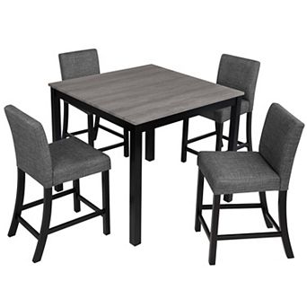 Pnronnc 5 pc Wooden Counter Height Dining Set, Kitchen Table Set with 4 Chairs