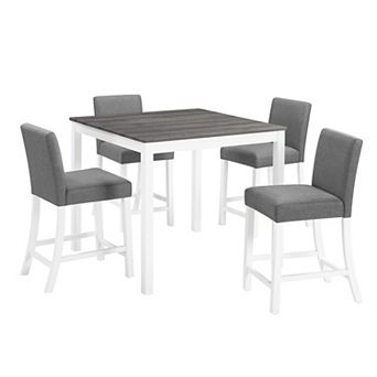 Pnronnc 5 pc Wooden Counter Height Dining Set, Kitchen Table Set with 4 Chairs