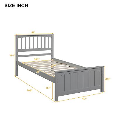 Double wooden platform bed frame, children's comfortable bed, sturdy and practical