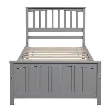 Double wooden platform bed frame, children's comfortable bed, sturdy and practical