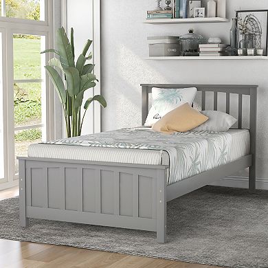 Double wooden platform bed frame, children's comfortable bed, sturdy and practical