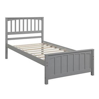 Double wooden platform bed frame, children's comfortable bed, sturdy and practical