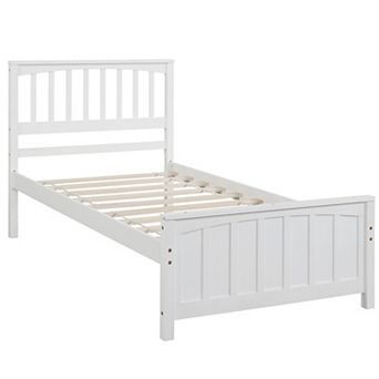 Double wooden platform bed frame, children's comfortable bed, sturdy and practical
