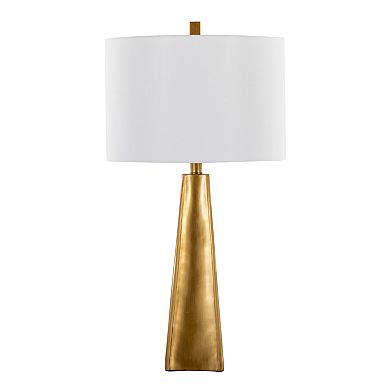 Loheer Pompeii Contemporary Polyresin Table Lamp with Linen Shade