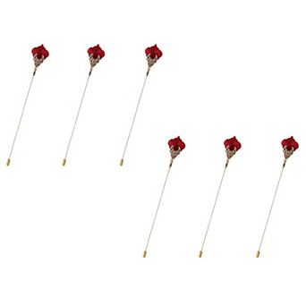 Hat Pin Golden Retro Hollow Out Design Inlaid with Synthetic Ruby Stick Pin Suit Pin