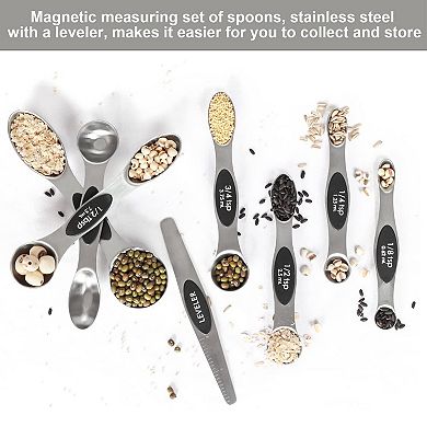 Magnetic stainless steel measuring spoon set, stackable