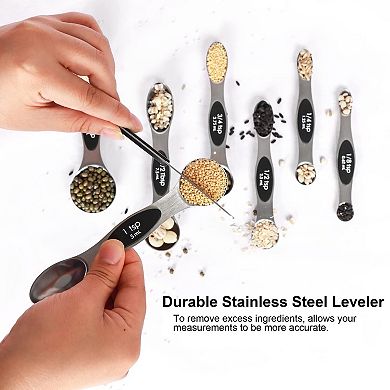 Magnetic stainless steel measuring spoon set, stackable