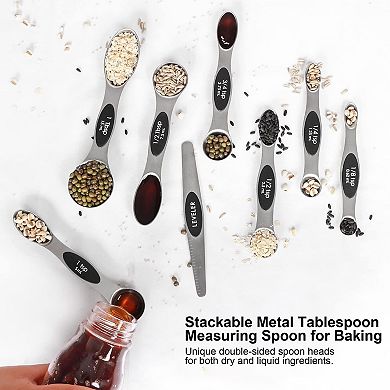 Magnetic stainless steel measuring spoon set, stackable
