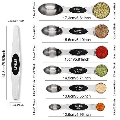 Magnetic stainless steel measuring spoon set, stackable