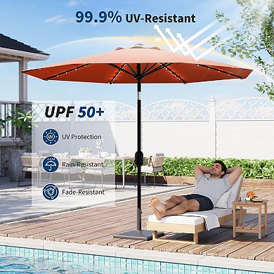 ANIXOL 9FT Solar LED Patio Umbrella with 32 Lights