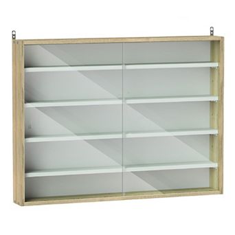 Wall-Mount Display Shelf with Adjustable Glass Doors for Home Décor