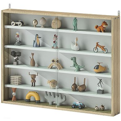 Wall-Mount Display Shelf with Adjustable Glass Doors for Home Décor