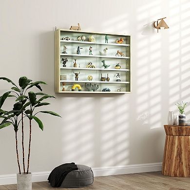 Wall-Mount Display Shelf with Adjustable Glass Doors for Home Décor