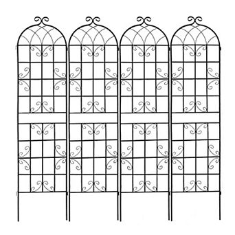 Loheer 4 Pack Metal Garden Trellis for Climbing Plants Outdoor Rustproof Black