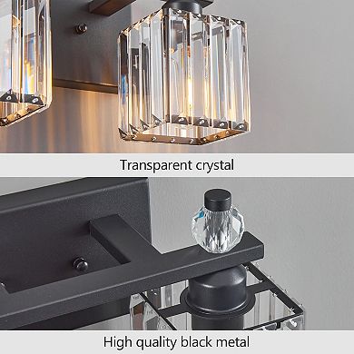Modern 2-Light Crystal Vanity Light for Bathroom