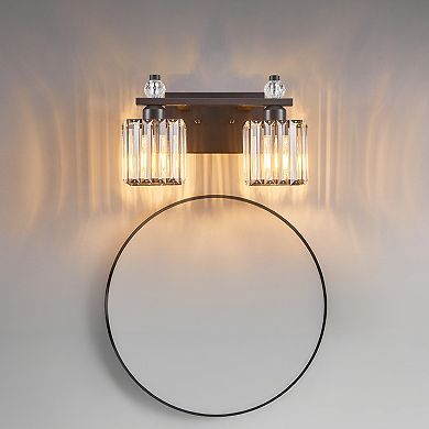 Modern 2-Light Crystal Vanity Light for Bathroom