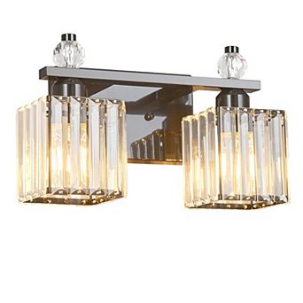 ZLAIQB 2-Light Plating Black Modern Crystal Bathroom Wall Lamp